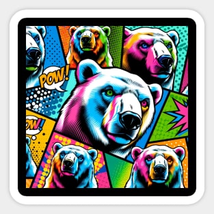 Pop Art Polar Bear Tee - Vibrant Wildlife Fashion Sticker